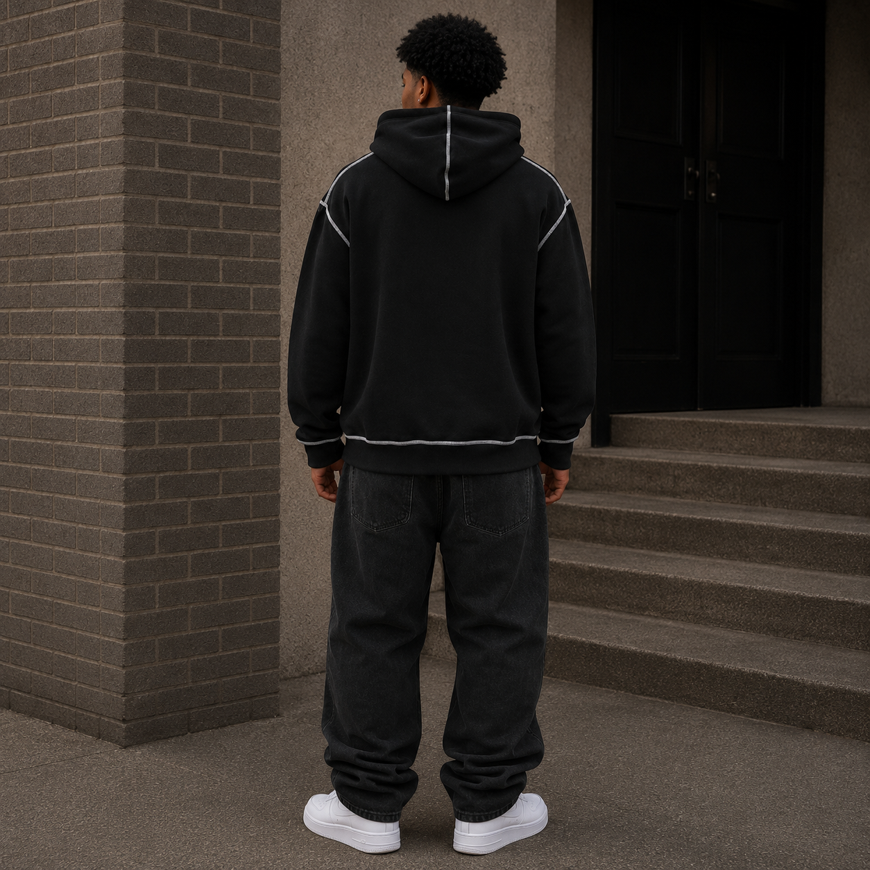 Akiro Essential Box Fit Hoodie - Black