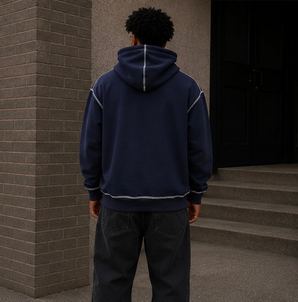 AKIRO Essential Box Fit Hoodie - Navy Blue