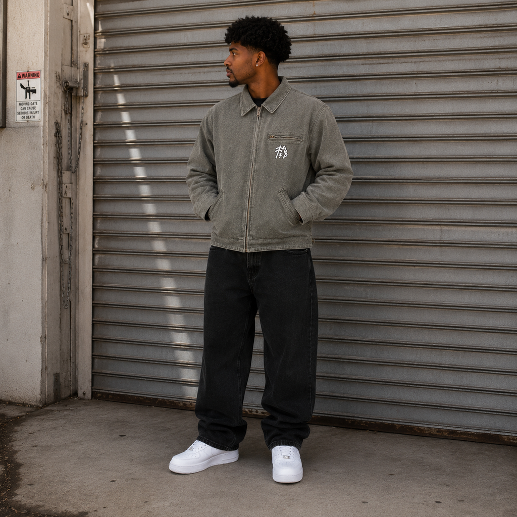 Akiro Box Fit Canvas Jacket - Khaki Green