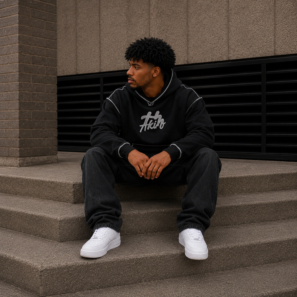Akiro Essential Box Fit Hoodie - Black