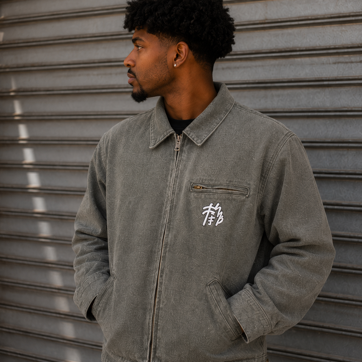 Akiro Box Fit Canvas Jacket - Khaki Green