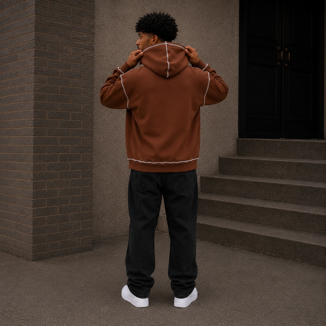 Akiro Essential Box Fit Hoodie - Brown
